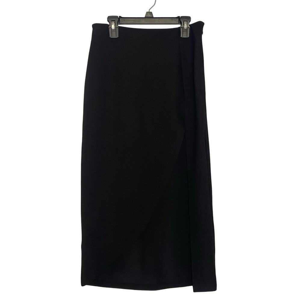 Abercrombie and Fitch Black Maxi Skirt Small High Slit Academic Goth Punk Office